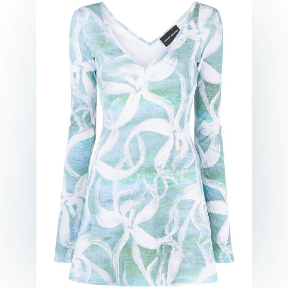 Louisa Ballou Women's Blue Flower Mini Dress - Small